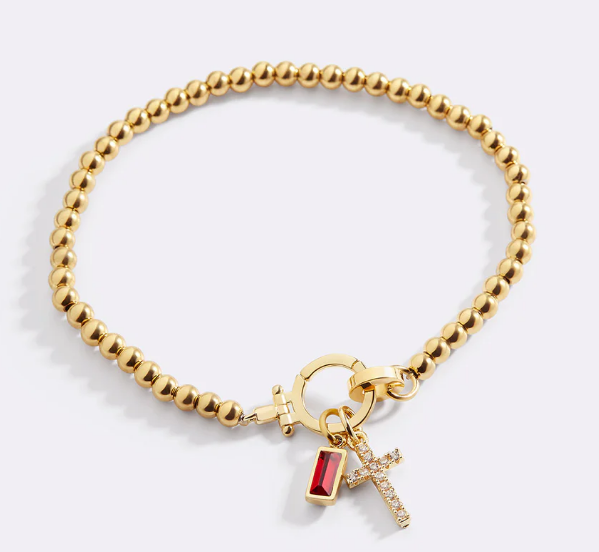 Cross Charm Birthstone Bracelet
